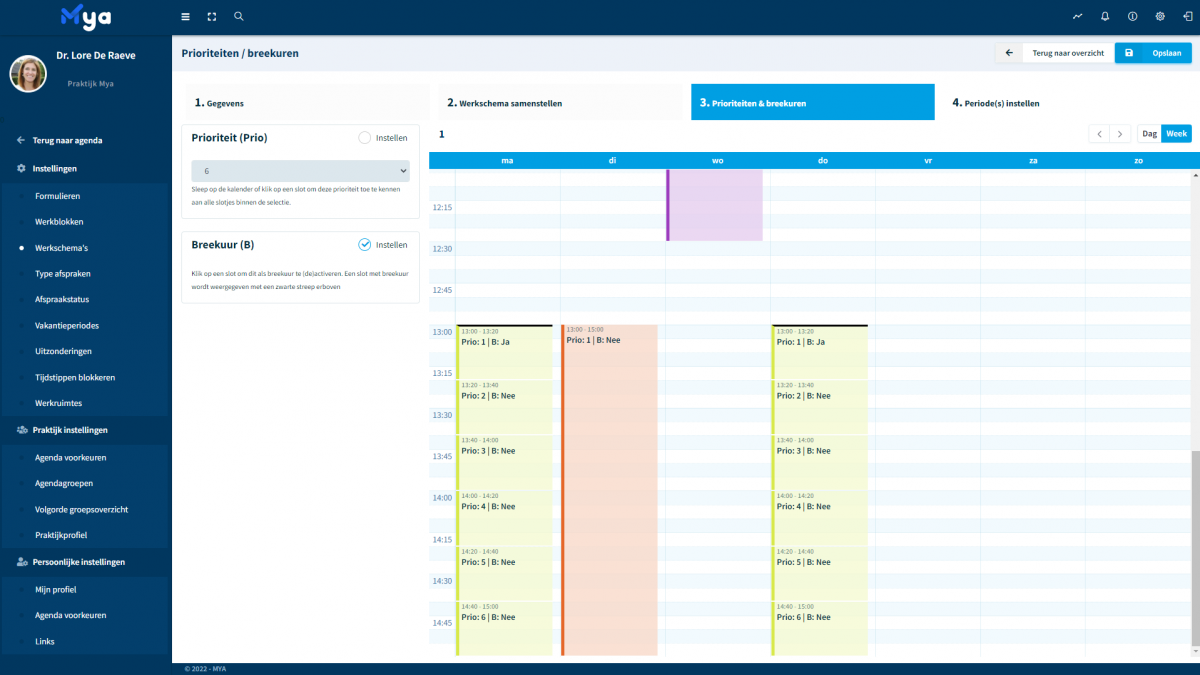 Prioruren instellen via Mya online agenda