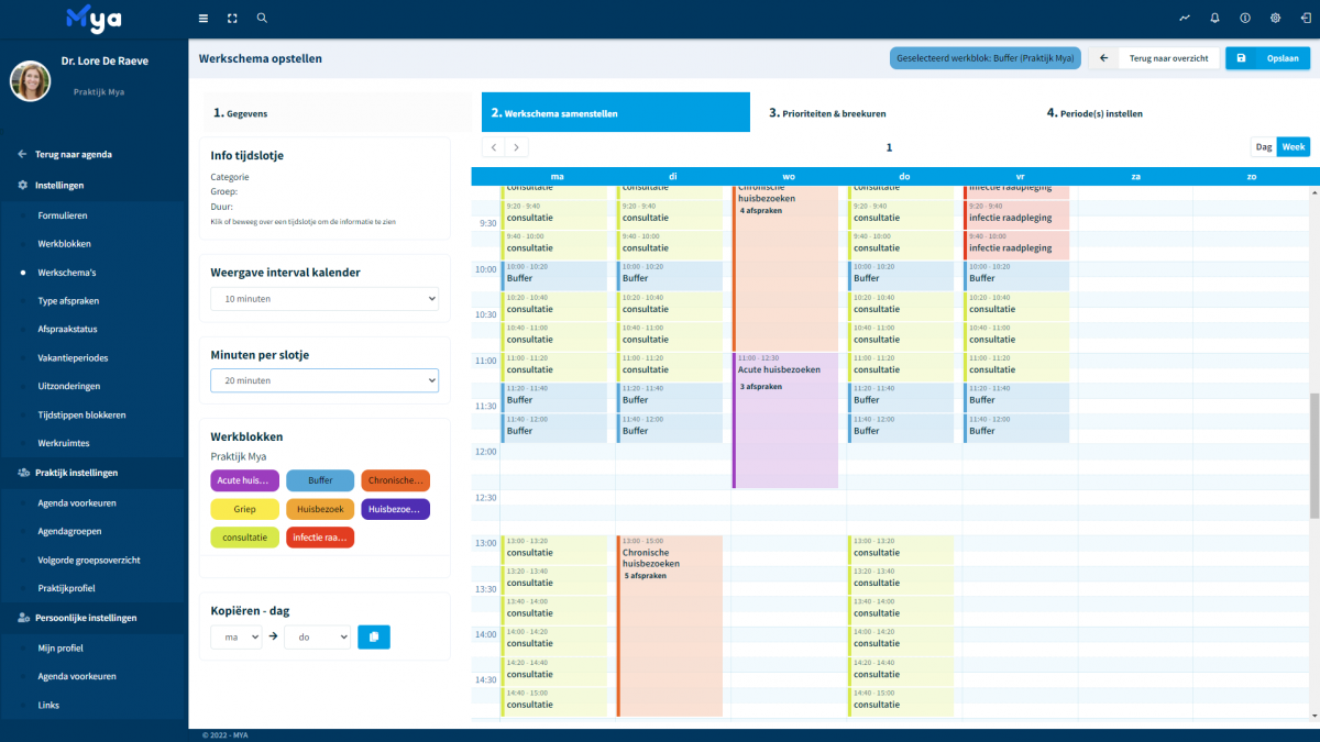 Werkschema instellen via Mya online agenda