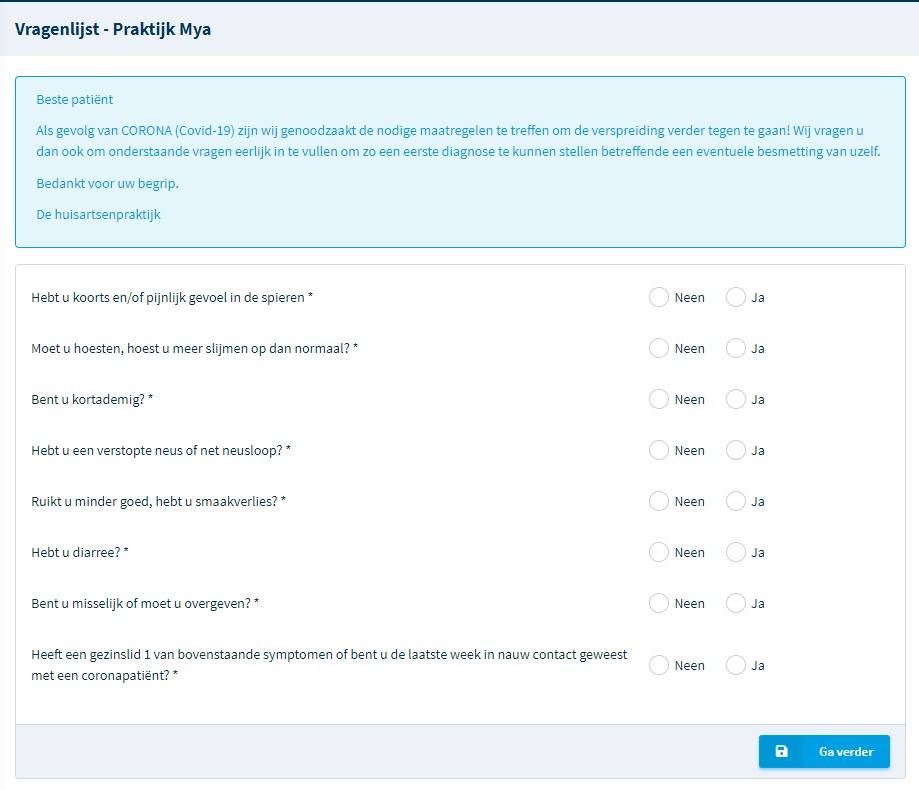 Online triage voor Mya online agenda